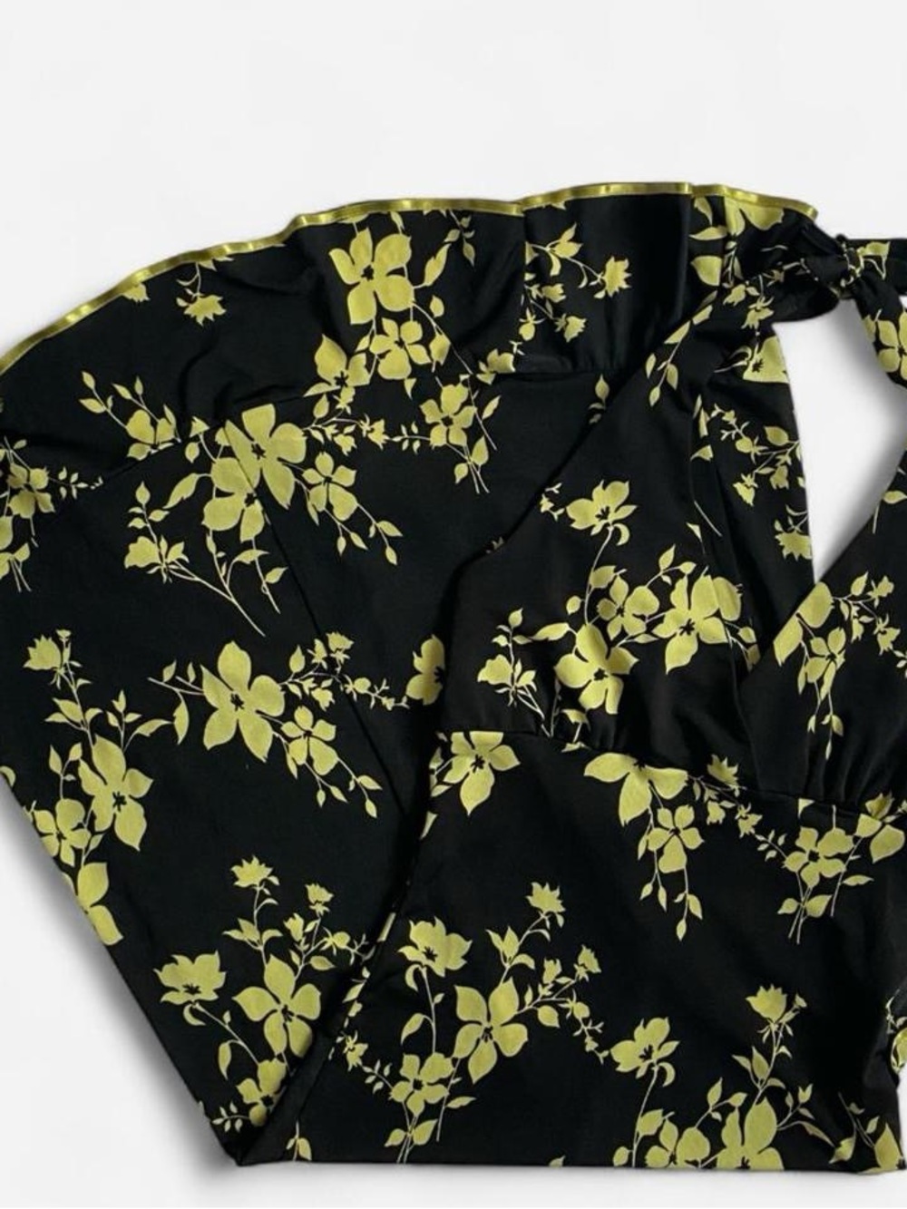 Vintage Y2K Taboo black & green floral halter midi dress
